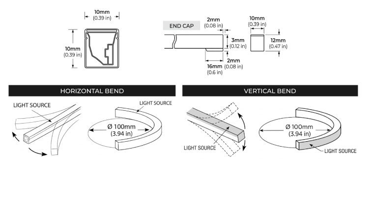 LNTV-1010-RGB Dimensions